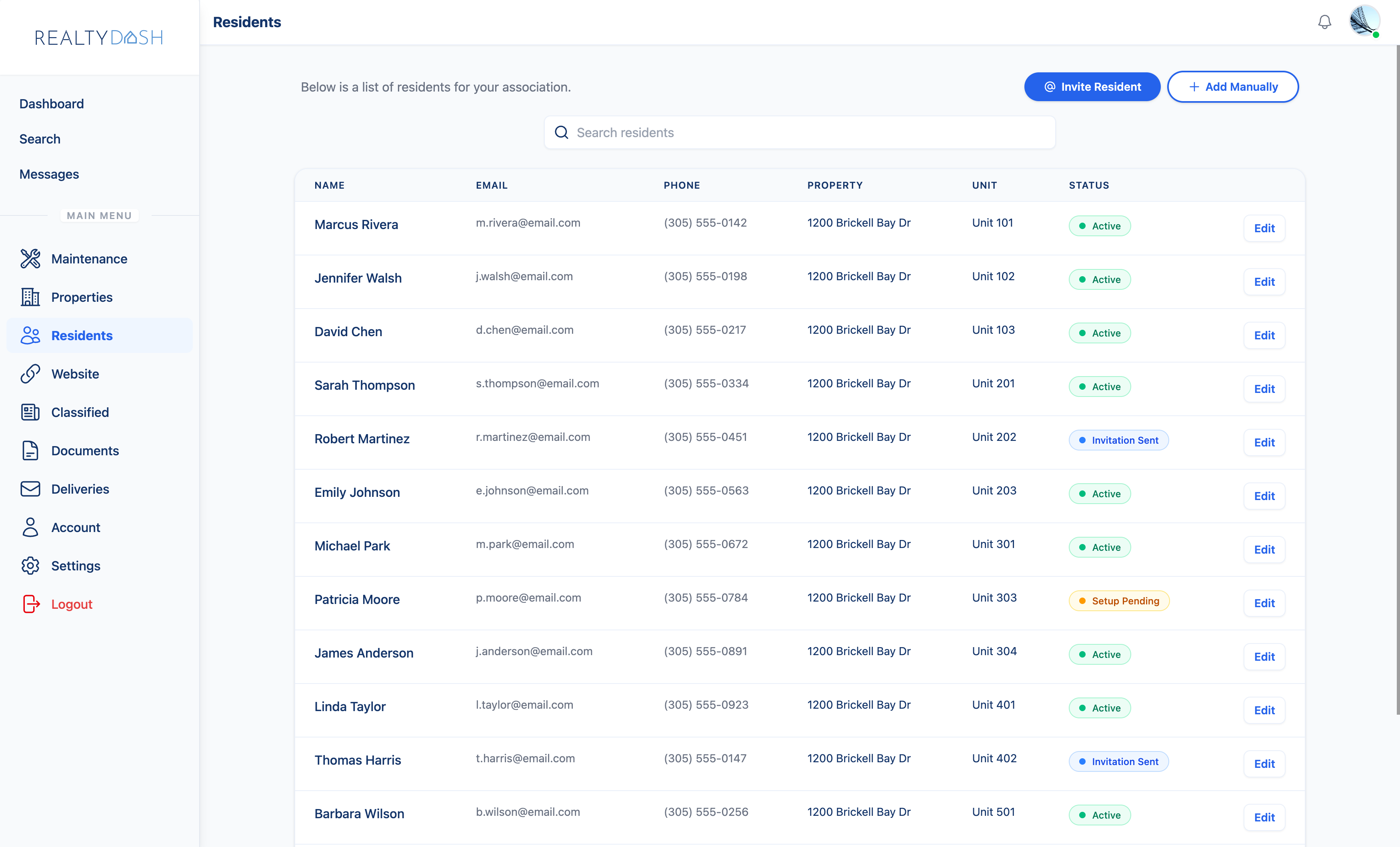 RealtyDash Resident Management